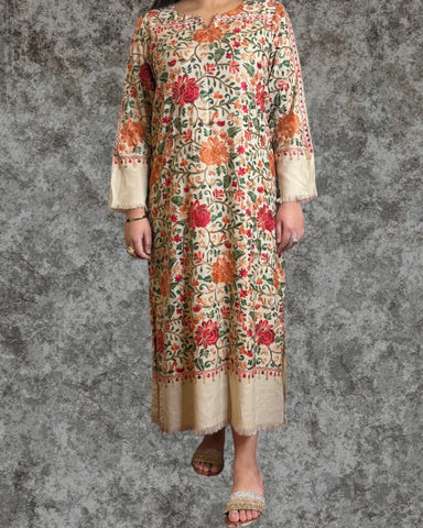 Pashmina - Floral Embroider - Beige