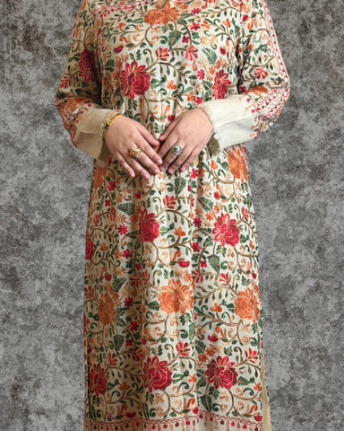 Pashmina - Floral Embroider - Beige