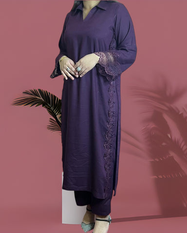 Karandi Basic Pret- Plum Purple