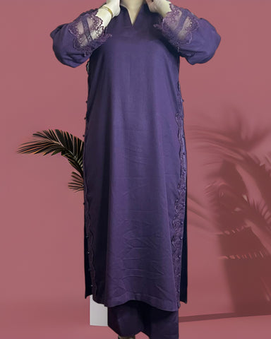 Karandi Basic Pret- Plum Purple